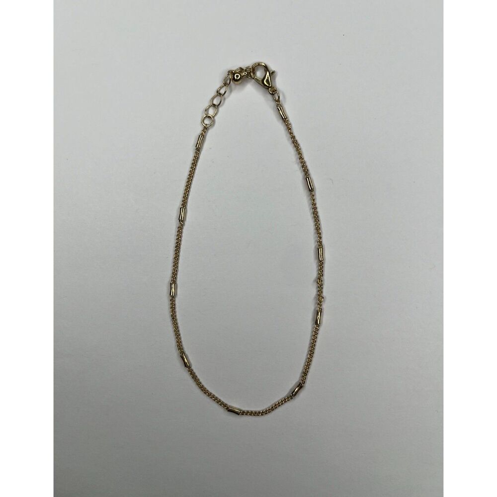 Dainty Gold-Tone Chain Bracelet with Cylinder Bead Accents